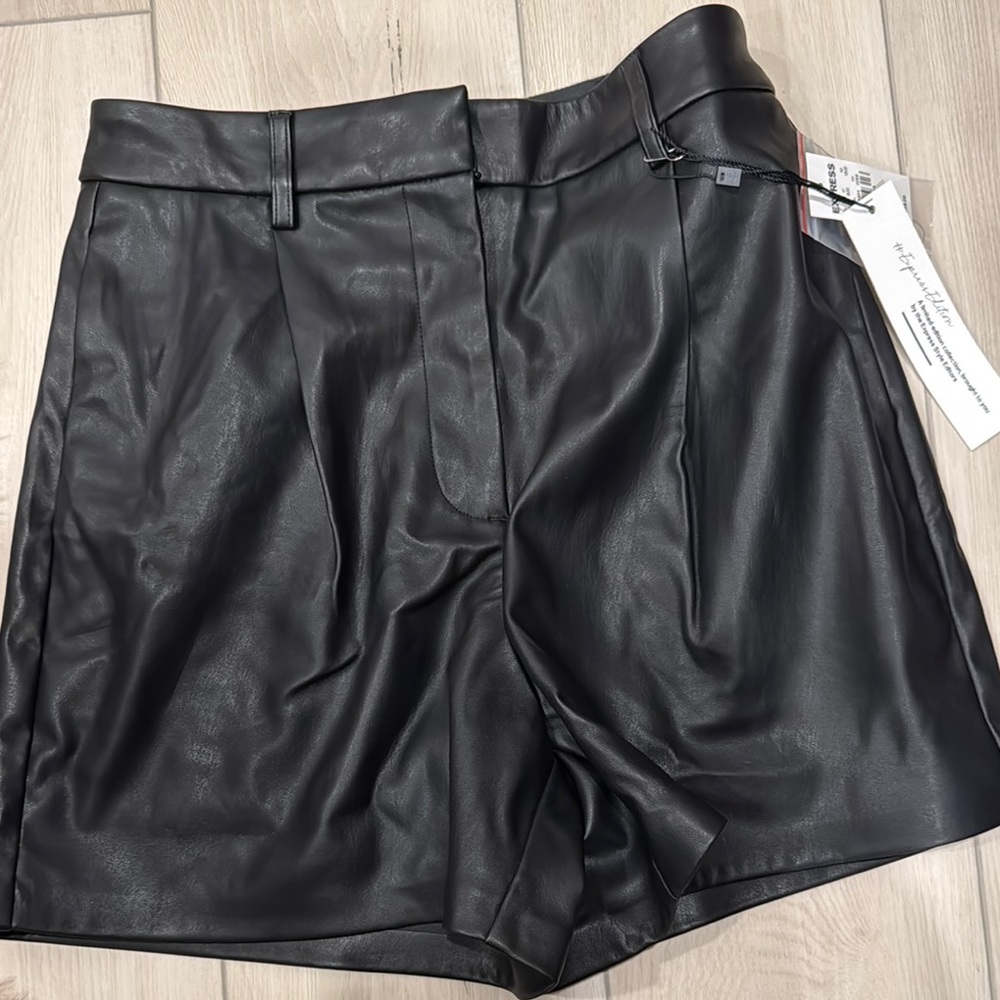 Express Black High Waist faux leather Shorts with Tailored Fit size 4